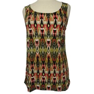 J. Jill Ikat Print Easy Tank Top Sleeveless Hi-Low 100% Cotton Sz XS  NEW